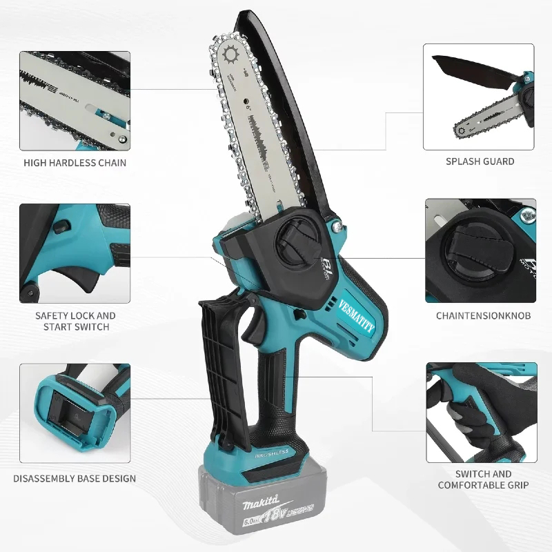 VESMATITY 6 Inch Cordless Elec - Mini Electric Chainsaw 6 Inch recension och pris