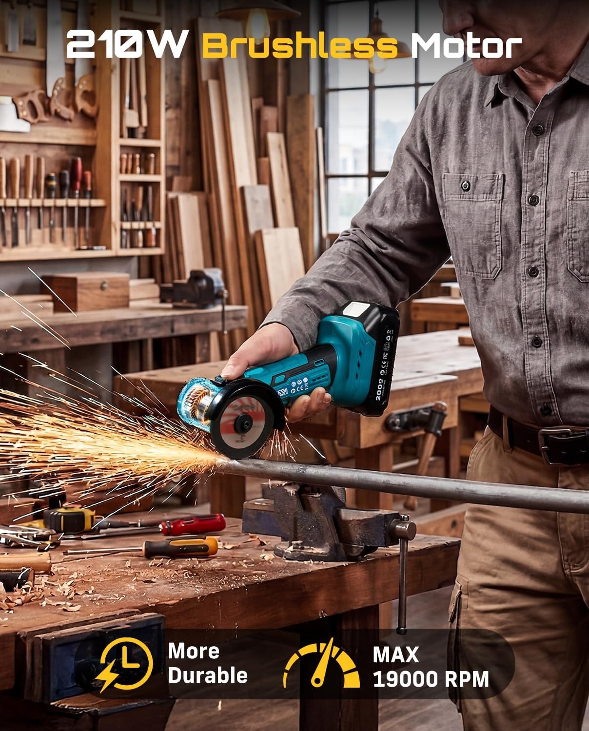 SEESII Cordless Mini Angle Gri - Brushless Angle Grinder Battery Powered recension och pris