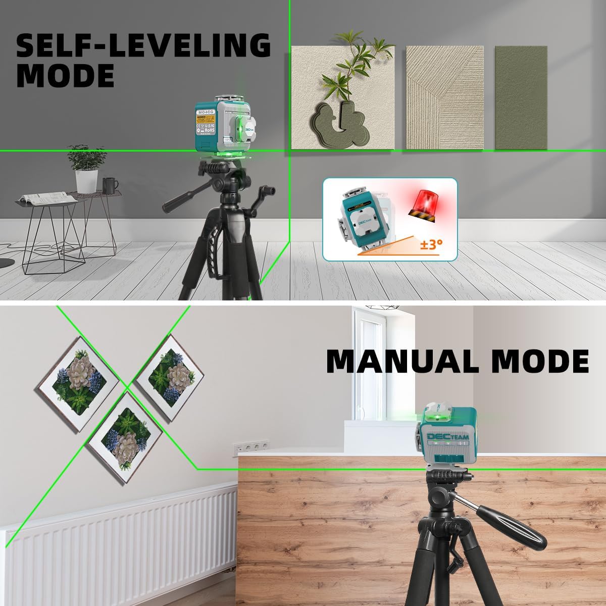 Decteam 4D Cross Line Laser Le - Laser Level 16 Lines 4D Green recension och pris