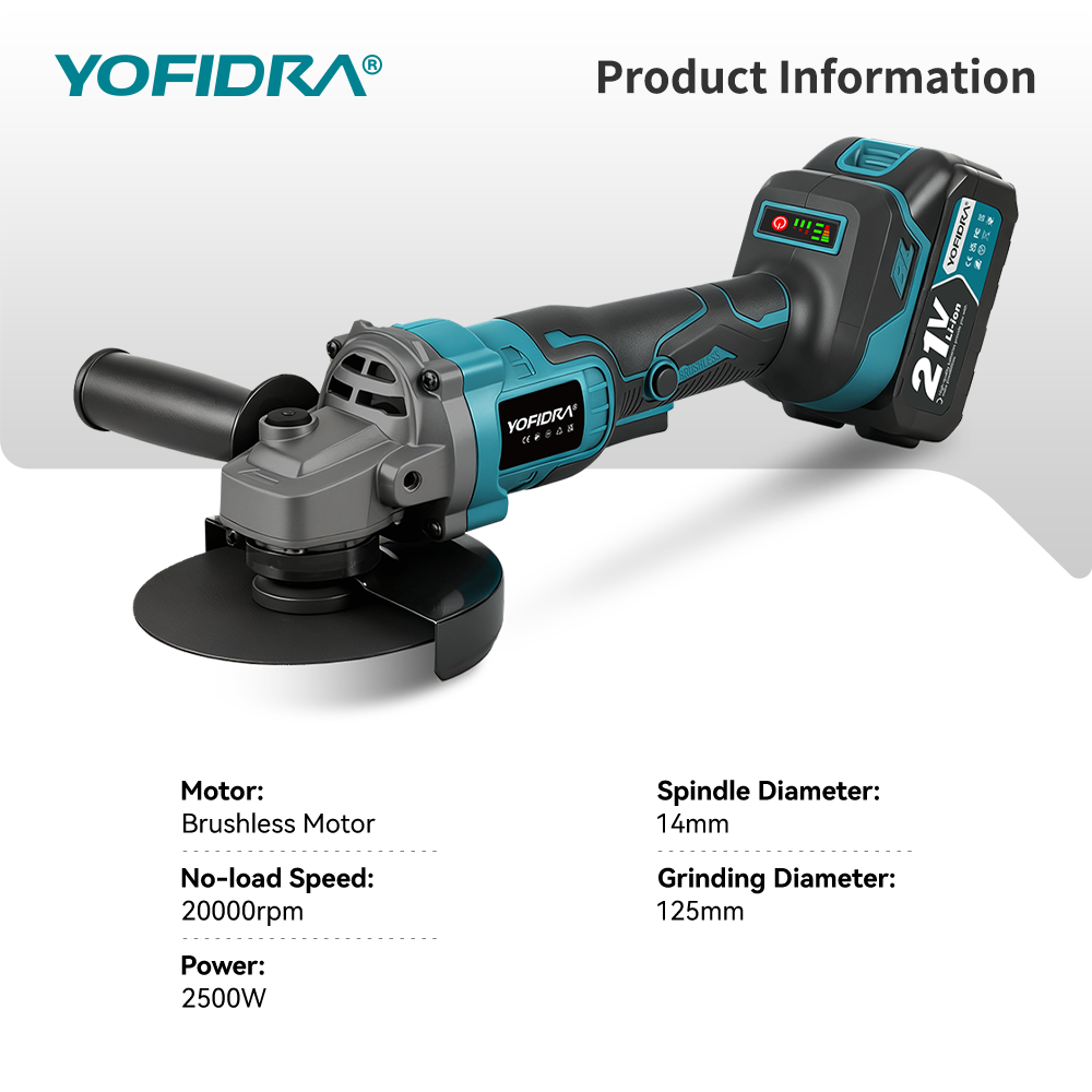 YOFIDRA 125mm Brushless Angle  - Brushless Angle Grinder Battery Powered recension och pris