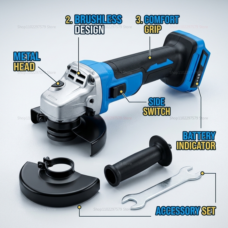Cordless Brushless Angle Grind - Brushless Angle Grinder Battery Powered recension och pris