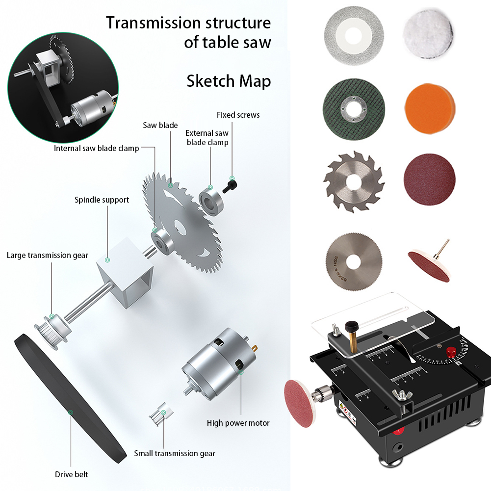 Precision Measuring Electric T - Mini Table Saw For Woodworking recension och pris